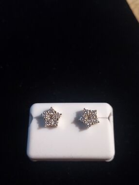 Sterling Silver Star Moissanite Cluster Stud Earrings -